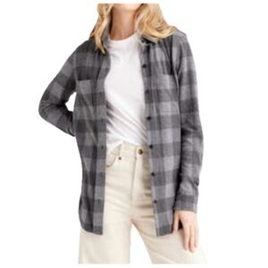 Quince Stretch Sweater Fleece Shirt Charcoal Buffalo Print size M